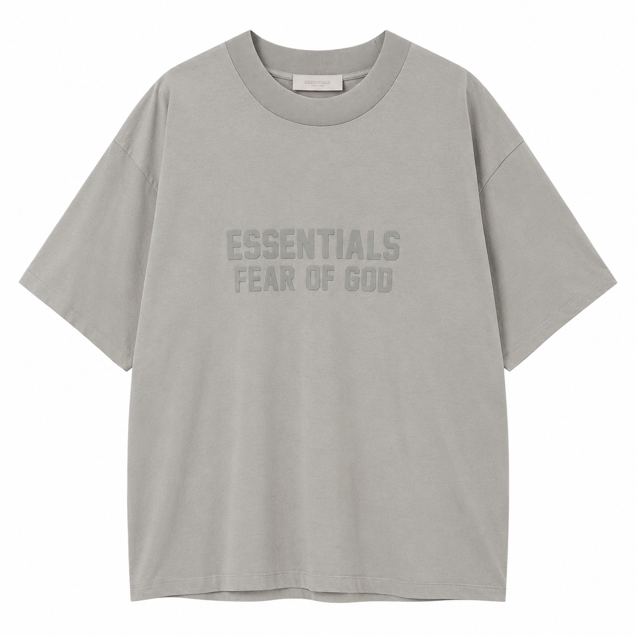 AMBERELLE Double-Line Flocked Logo Short Sleeve Tee in gray