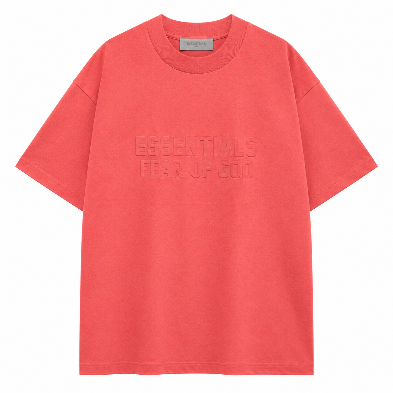 AMBERELLE Double-Line Flocked Logo Short Sleeve Tee in red