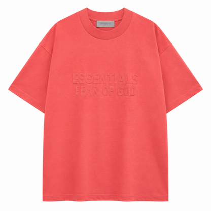 AMBERELLE Double-Line Flocked Logo Short Sleeve Tee in red