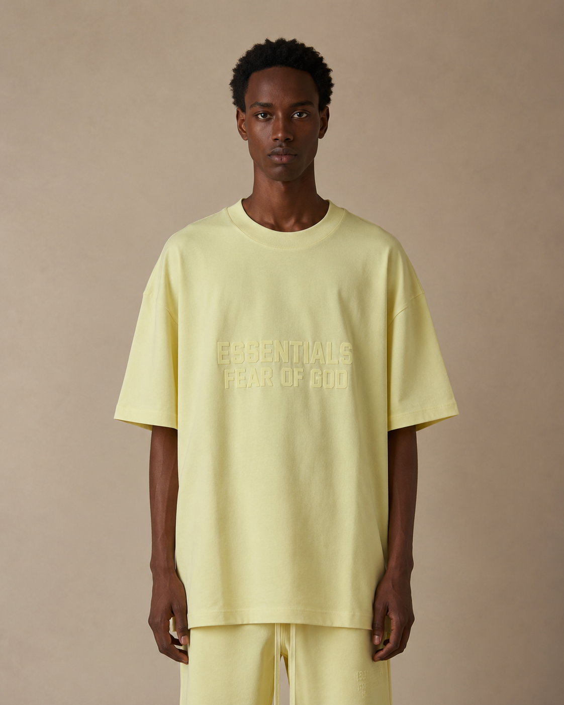 AMBERELLE Double-Line Flocked Logo Short Sleeve Tee in red