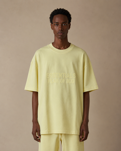 AMBERELLE Double-Line Flocked Logo Short Sleeve Tee in red