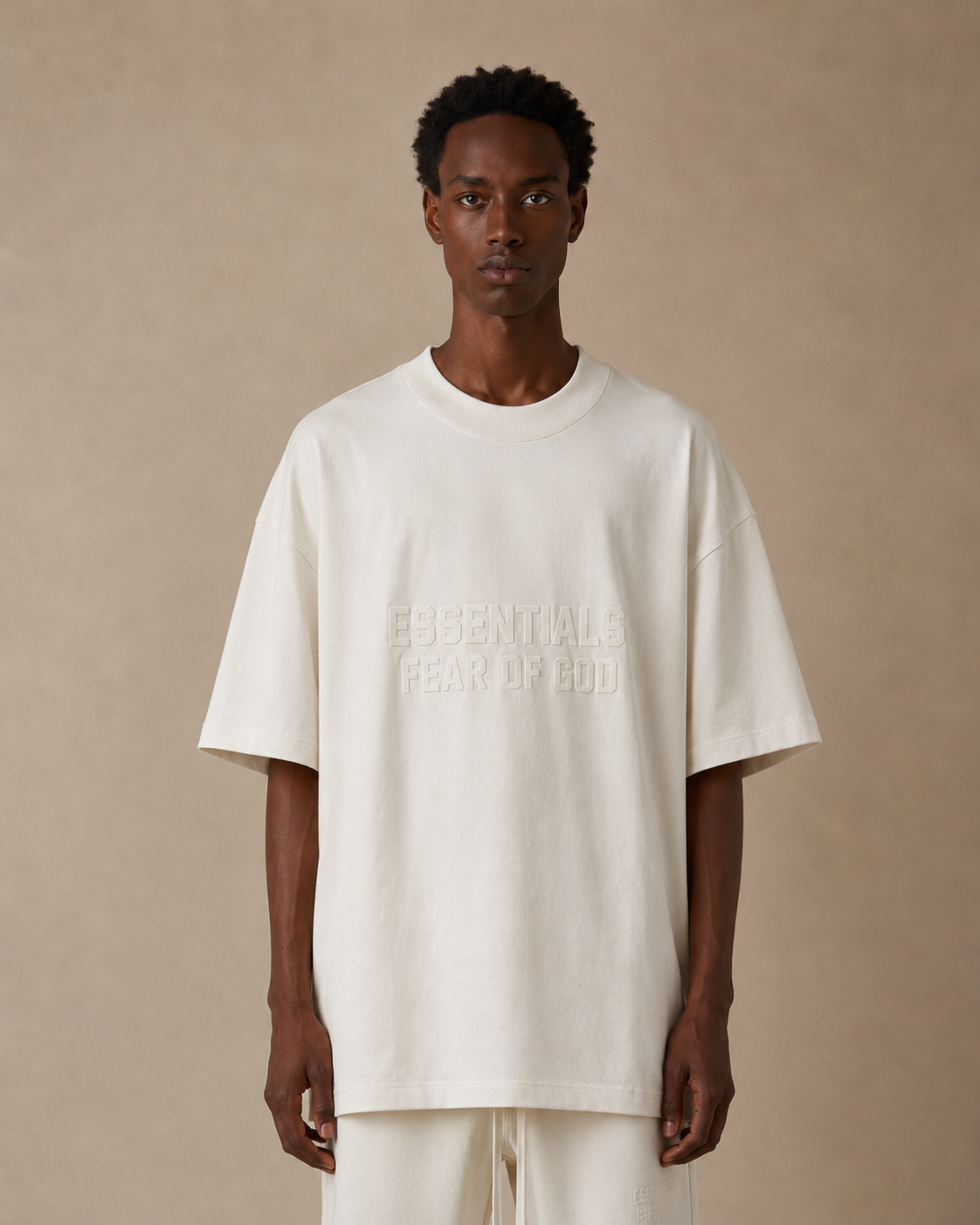 AMBERELLE Double-Line Flocked Logo Short Sleeve Tee in yellow