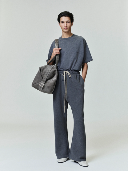 AMBERELLE Minimal Script Logo Boxy T-Shirt in gray