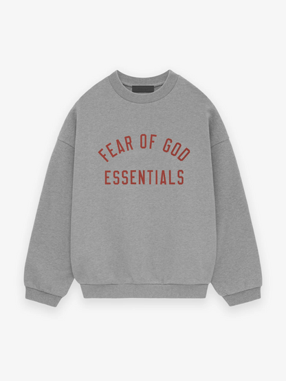 AMBERELLE Arc Letter Fleece Crewneck Sweatshirt in dark green