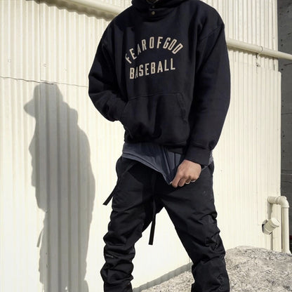 AMBERELLE Varsity Baseball Graphic Fleece Hoodie in black
