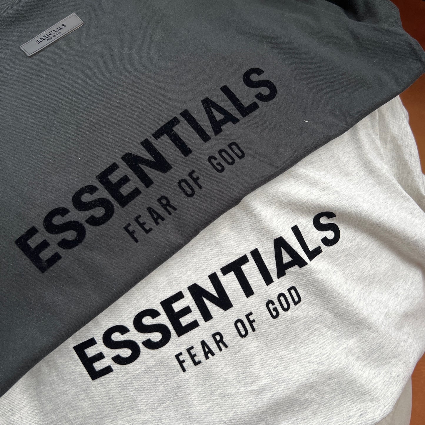 AMBERELLE Flocked Logo Oversized T-Shirt in light heather grey