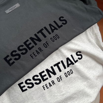 AMBERELLE Flocked Logo Oversized T-Shirt in light heather grey