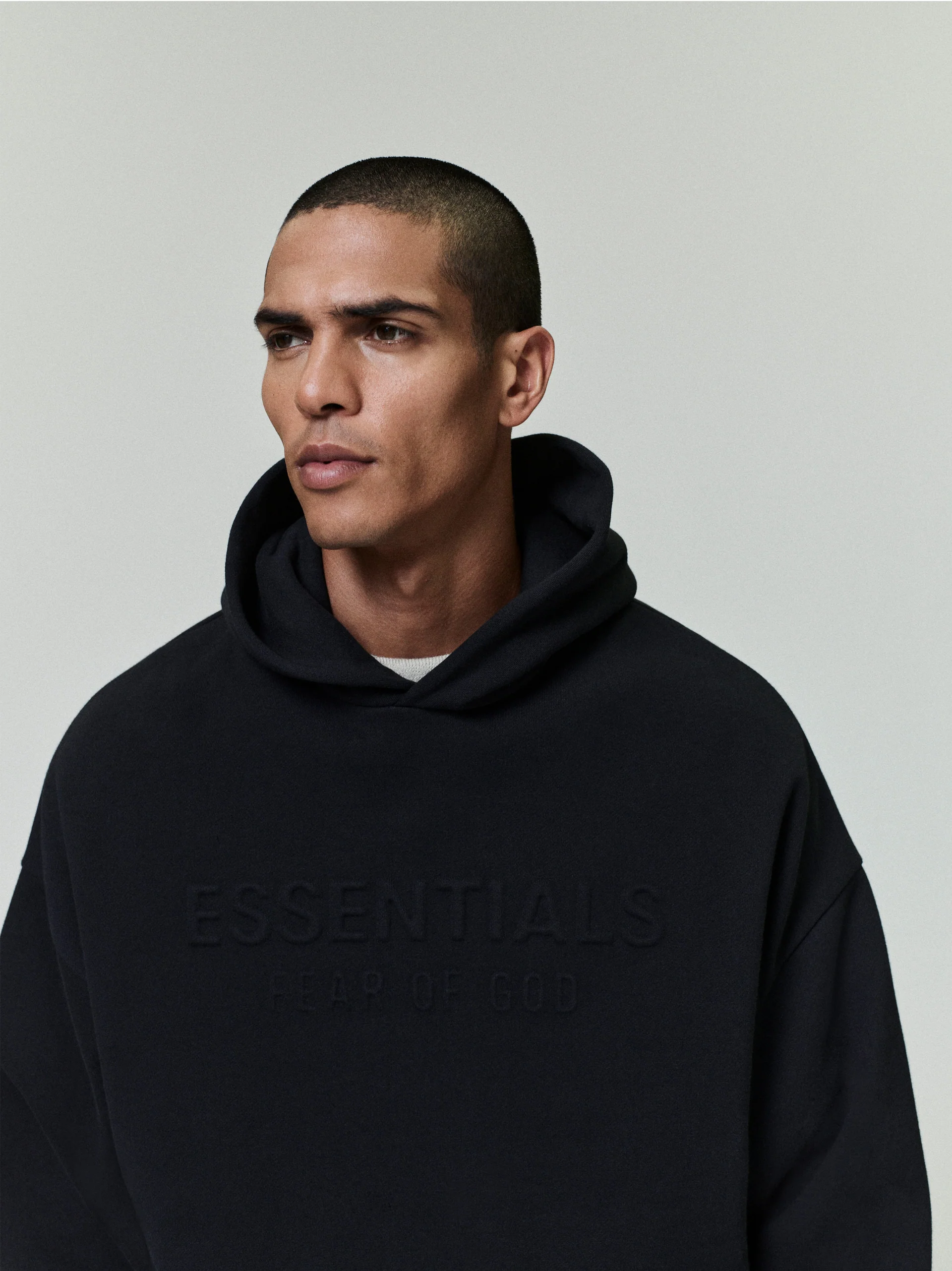 AMBERELLE Embossed Classic Fleece Hoodie in black
