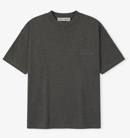 AMBERELLE Minimal Script Logo Boxy T-Shirt in black