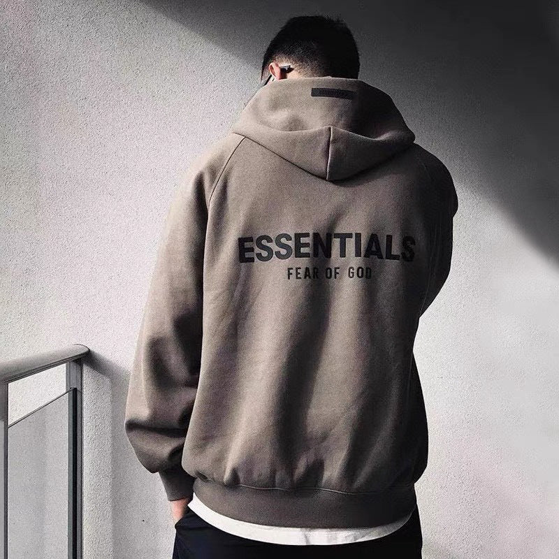 AMBERELLE 21FW Back Logo Fleece Hoodie in dark taupe