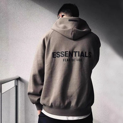 AMBERELLE 21FW Back Logo Fleece Hoodie in dark taupe
