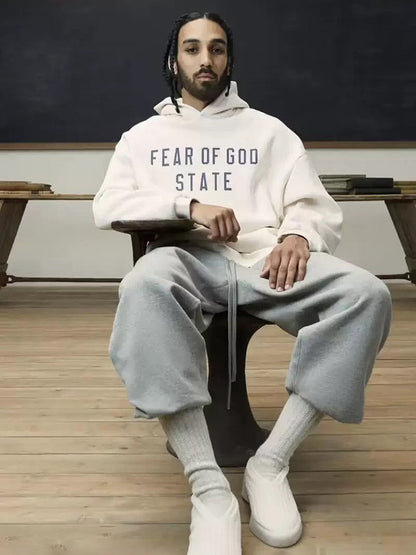 AMBERELLE Collegiate Graphic Fleece Hoodie in white