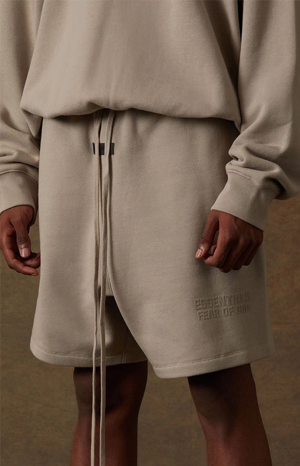 AMBERELLE Core Logo Fleece Sweatshorts in dark taupe