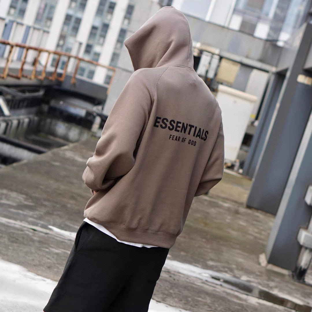 AMBERELLE 21FW Back Logo Fleece Hoodie in dark taupe