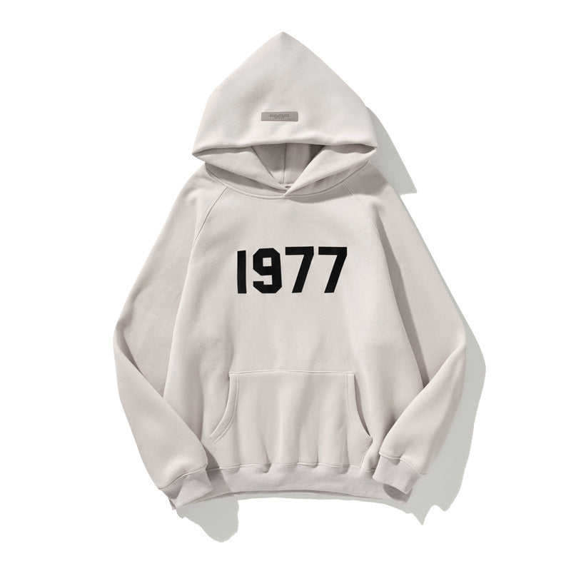 AMBERELLE 1977 Graphic Fleece Hoodie in beige