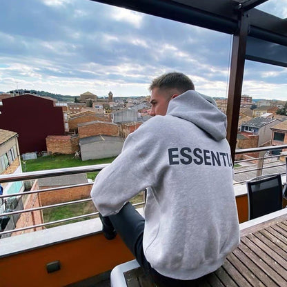 AMBERELLE Back Logo Oversized Fleece Hoodie in light heather grey