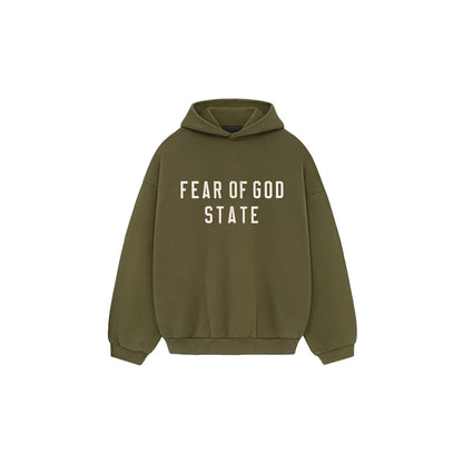 AMBERELLE Collegiate Graphic Fleece Hoodie in cream