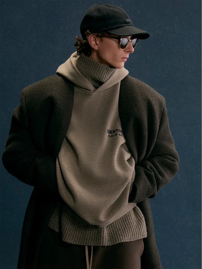 AMBERELLE Holiday Back Logo Fleece Hoodie in light heather grey