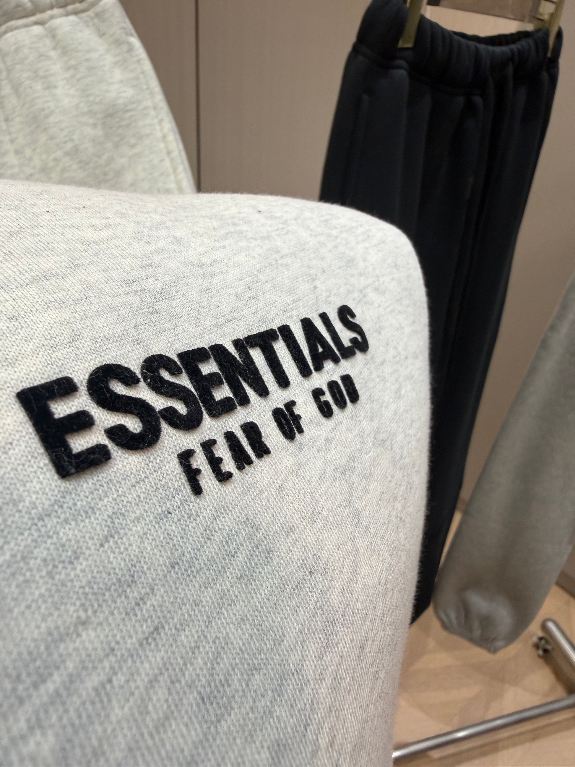 AMBERELLE Core Flocked Logo Sweatpants in cream