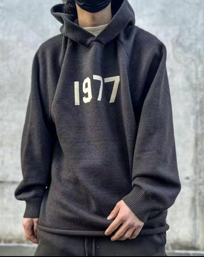 AMBERELLE 1977 Knit Pullover Hoodie in black