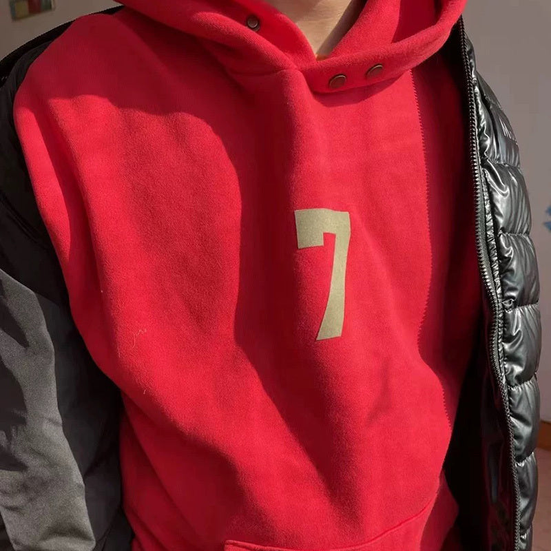 AMBERELLE Number 7 Graphic Fleece Hoodie in black