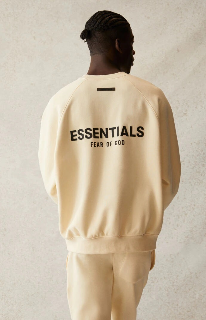 AMBERELLE Back Logo Raglan Crewneck Sweatshirt in beige