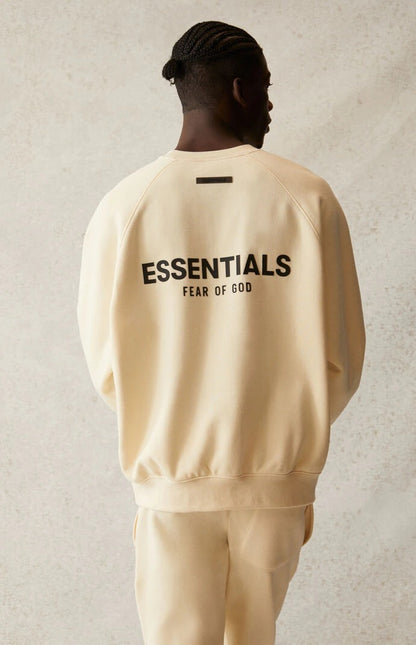 AMBERELLE Back Logo Raglan Crewneck Sweatshirt in beige