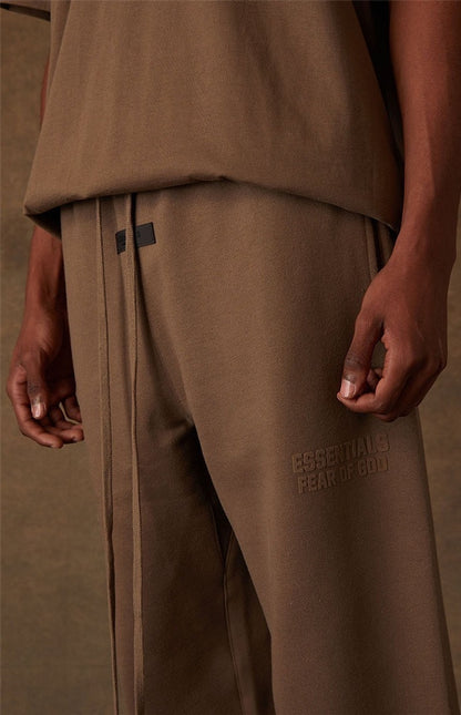AMBERELLE Double Bar Fleece Joggers in cream