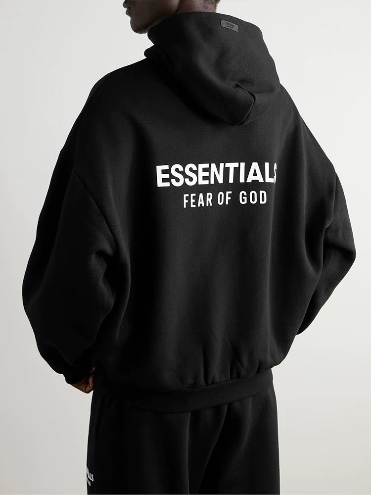 AMBERELLE Holiday Back Logo Fleece Hoodie in black