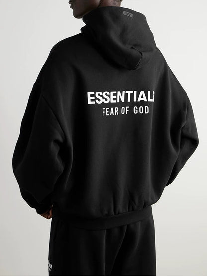 AMBERELLE Holiday Back Logo Fleece Hoodie in black