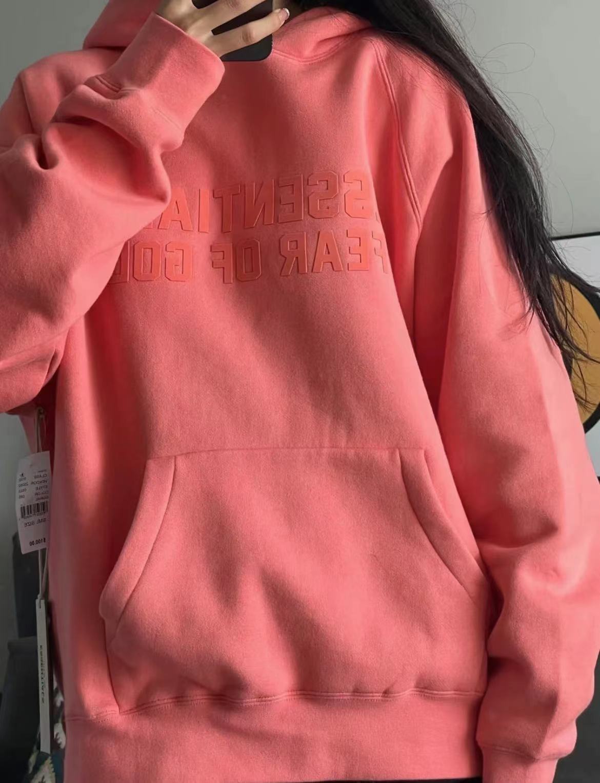 AMBERELLE Tonal Letter Fleece Hoodie in red