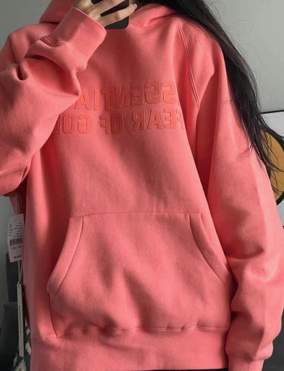 AMBERELLE Tonal Letter Fleece Hoodie in red