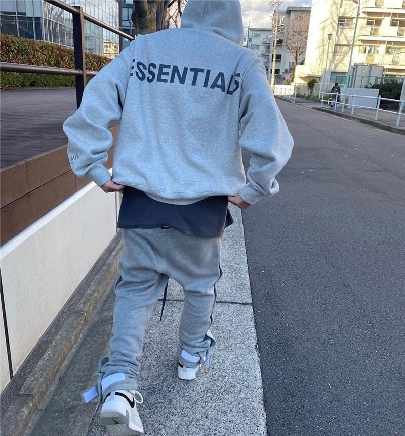 AMBERELLE Back Logo Oversized Fleece Hoodie in light heather grey