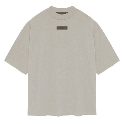 AMBERELLE Mock Neck Rubber Label Oversized T-Shirt in taupe