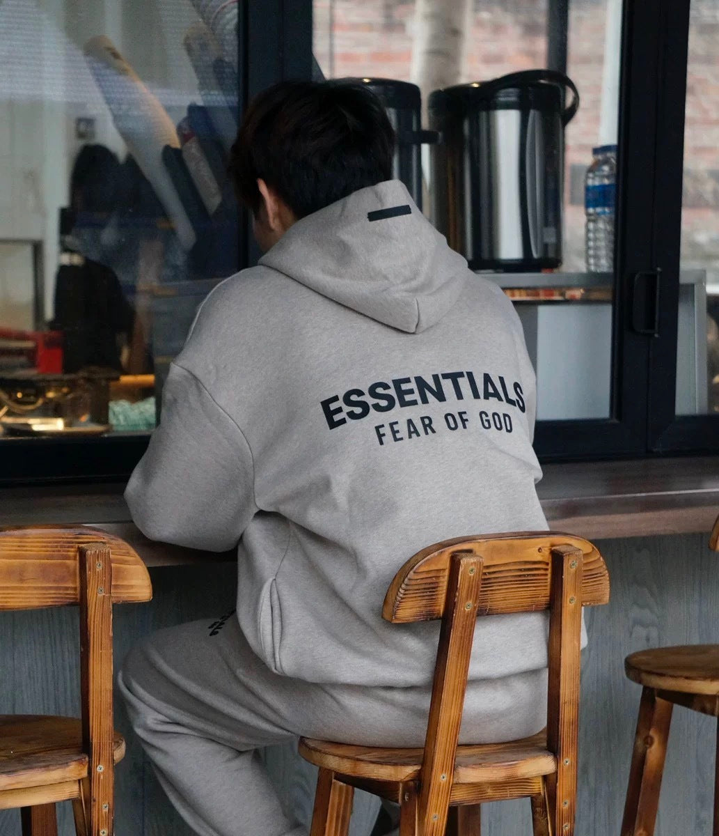 AMBERELLE Holiday Back Logo Fleece Hoodie in gray