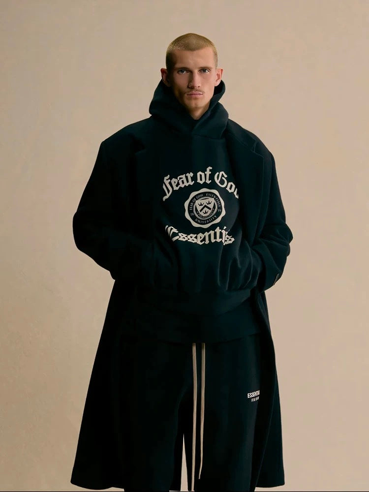 AMBERELLE 24FW Vintage Graphic Fleece Hoodie in black