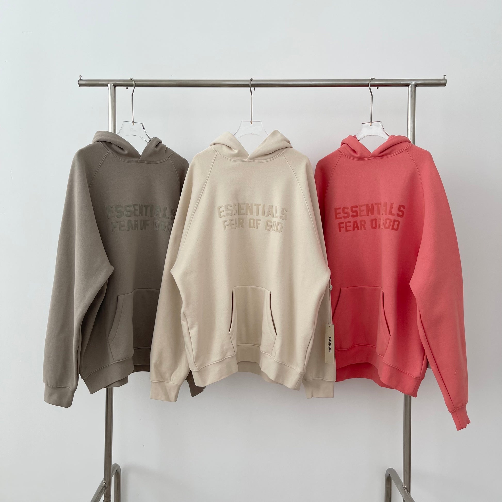 AMBERELLE Tonal Letter Fleece Hoodie in gray
