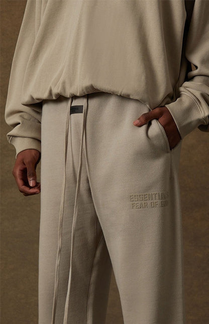 AMBERELLE Double Bar Fleece Joggers in light heather grey