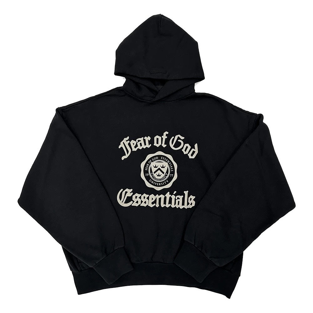 AMBERELLE 24FW Vintage Graphic Fleece Hoodie in black