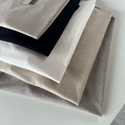 AMBERELLE Cloud Soft Minimal Logo Short Sleeve Tee in cream