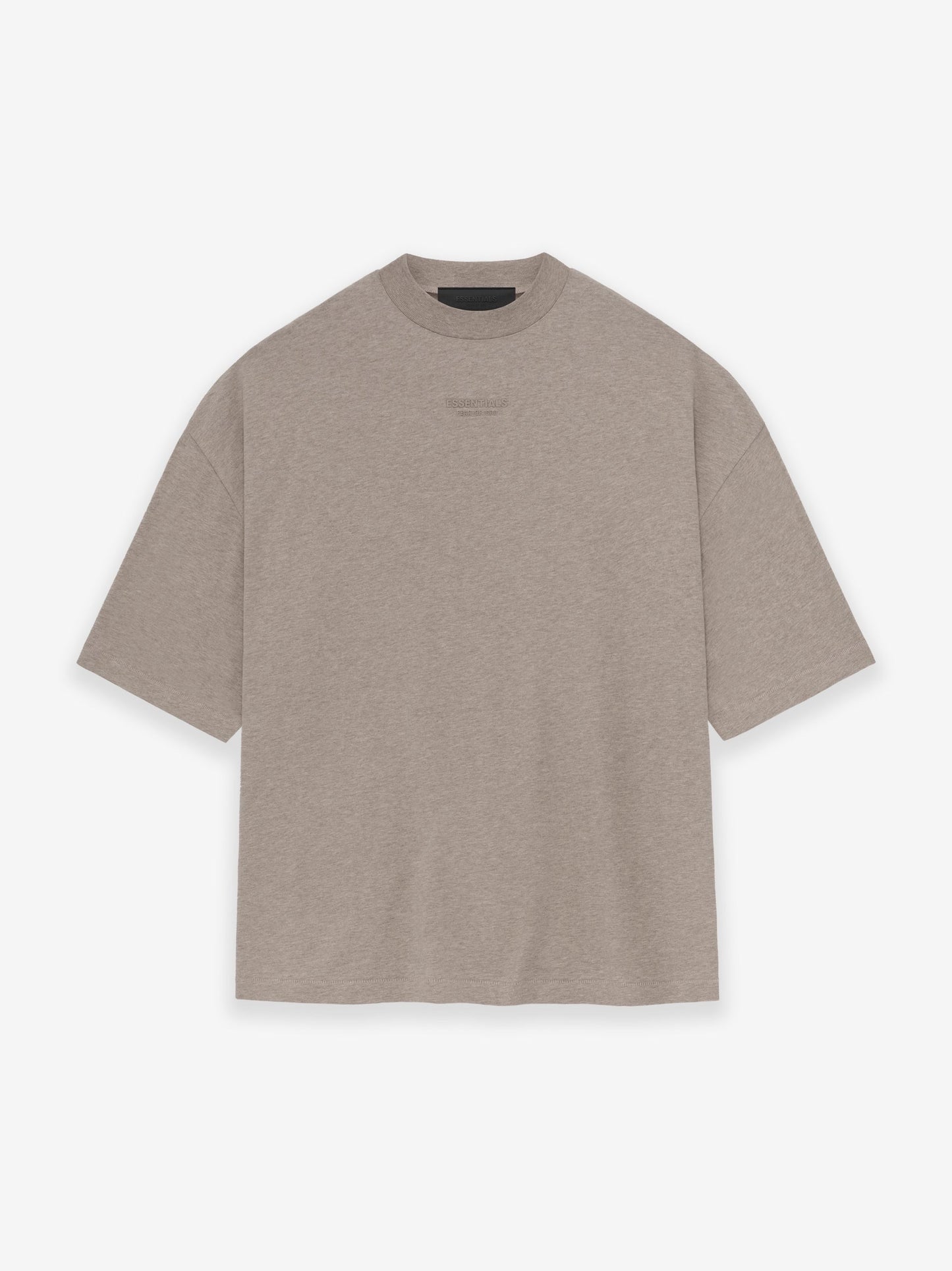 AMBERELLE Cloud Soft Minimal Logo Short Sleeve Tee in taupe