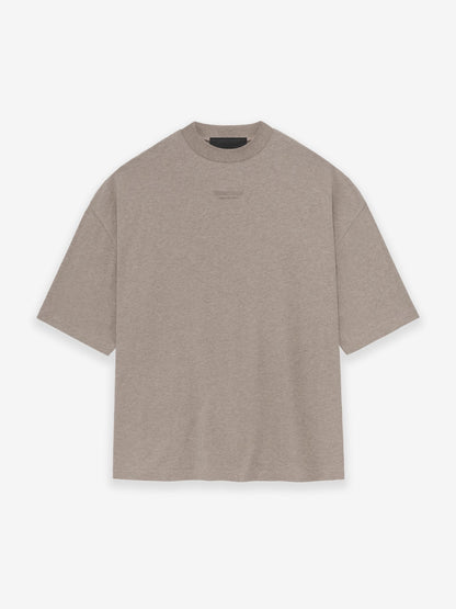 AMBERELLE Cloud Soft Minimal Logo Short Sleeve Tee in taupe