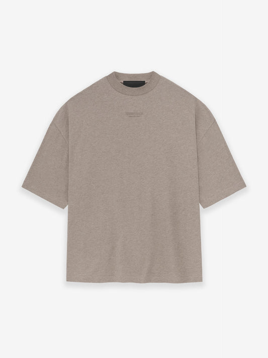 AMBERELLE Cloud Soft Minimal Logo Short Sleeve Tee in taupe