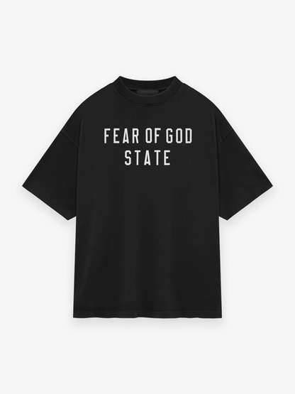 AMBERELLE State Letter Graphic Oversized T-Shirt in black