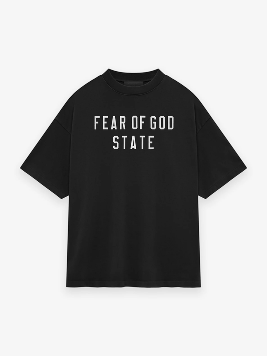 AMBERELLE State Letter Graphic Oversized T-Shirt in black