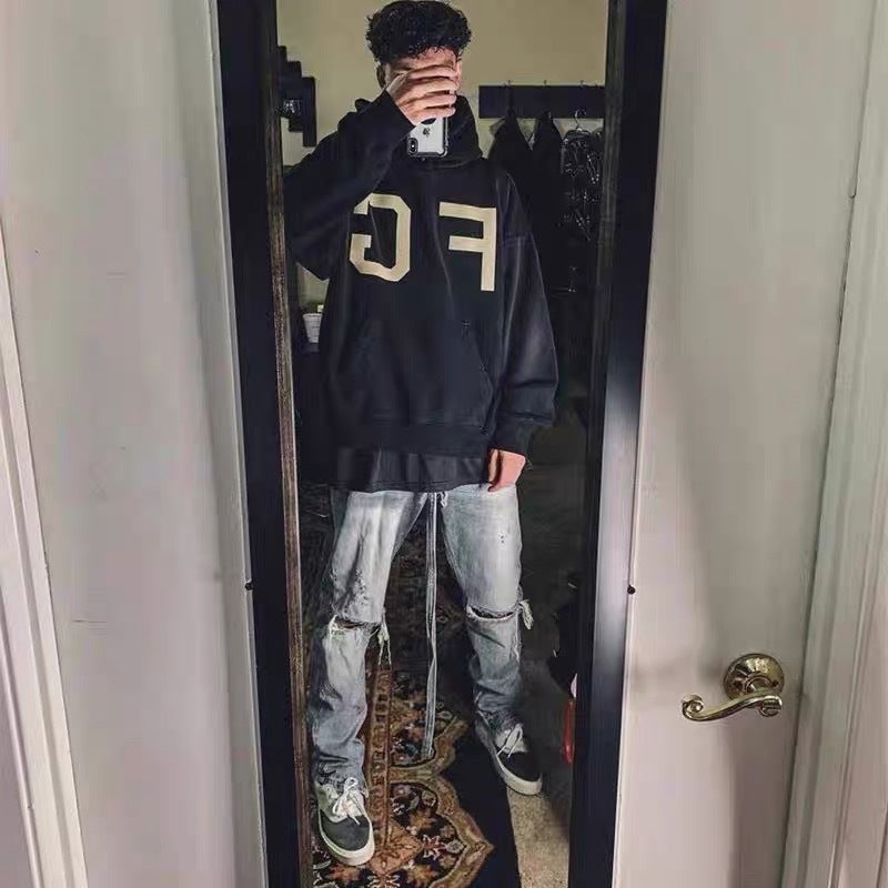 AMBERELLE Oversized Varsity Letter Fleece Hoodie hoodie