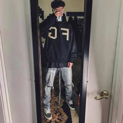 AMBERELLE Oversized Varsity Letter Fleece Hoodie hoodie