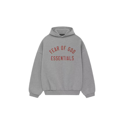 AMBERELLE Collegiate Graphic Fleece Hoodie in light heather grey