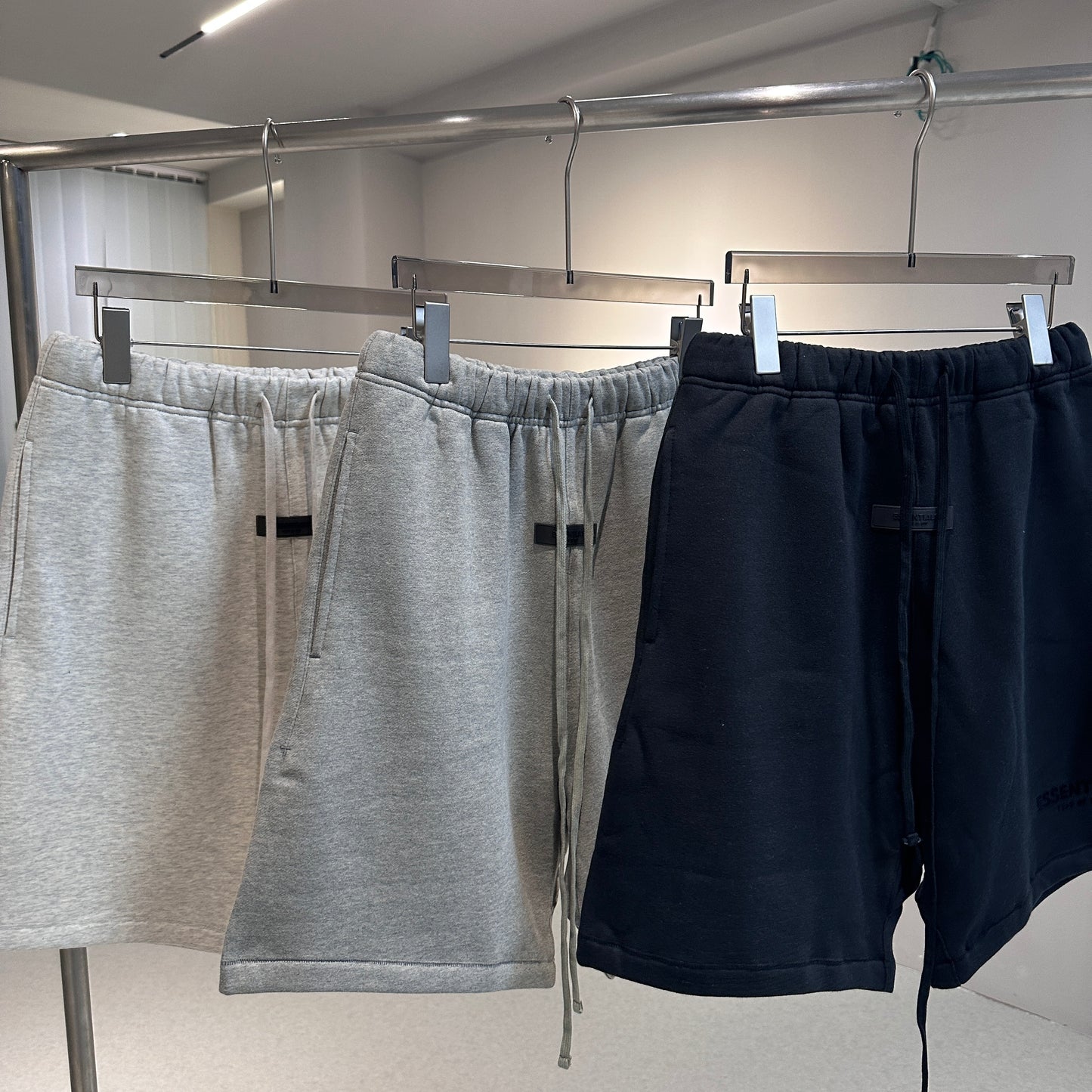 AMBERELLE Flocked Logo Fleece Sweatshorts in cream