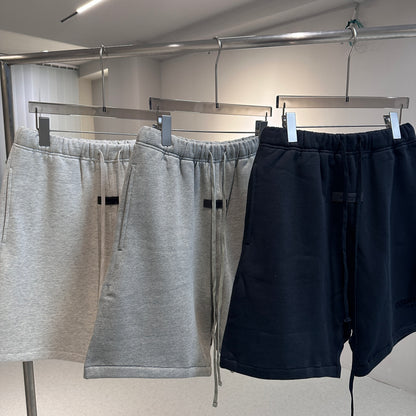 AMBERELLE Flocked Logo Fleece Sweatshorts in cream